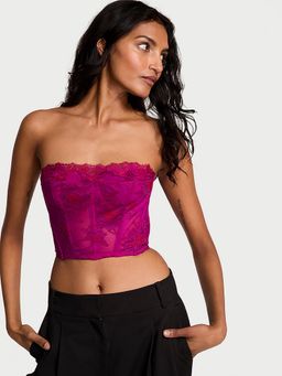 Victoria's Secret - Very Sexy Rose Lace Strapless Corset Top Magenta (XL)