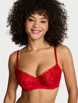 Victoria's Secret - Dream Angels Wicked Heartbeat Embroidery Unlined Balconette Bra Red