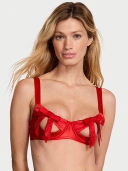 Victoria's Secret - Dream Angels Wicked Twinkle Bows Peekaboo Balconette Bra Red