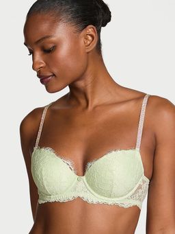Victoria's Secret - Dream Angels Twinkle Silver Lace Lightly Lined Demi Bra Green