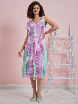 AAREIN - Multi-Color Sleeveless V-Neck Printed Casual Dress