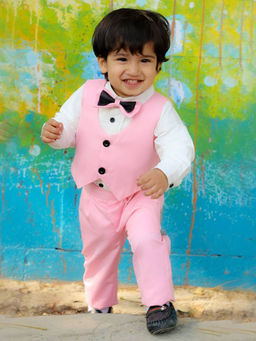 Foreverkidz - Little Love Shirt Pant & Waist Coat with Bow (Set of 4)