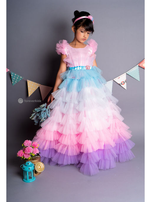 Buy Foreverkidz Pink Cascades Frilled Gown Online
