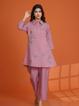 KAFTANIZE - Embroidered Dusty Pink Co-Ord (Set of 2)