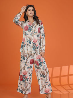 KAFTANIZE - Off-White Bold Floral Printed Co-Ord (Set of 2)
