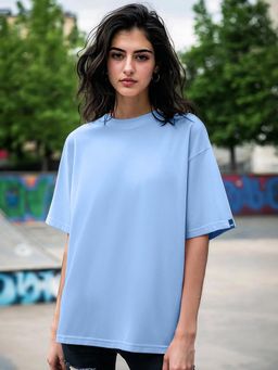 Bewakoof - Women's Chambray Blue Oversized T-shirt