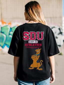 Bewakoof - Women's Black Scooby Doo Graphic Printed Oversized T-shirt