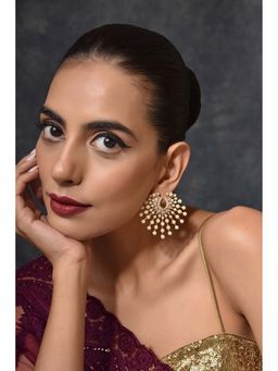 SWABHIMANN - Savina Gold Plated Pearl Stud Earrings