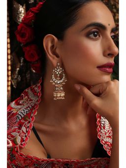 SWABHIMANN - Sargam White Polki Jhumka Earrings