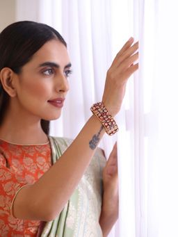 SWABHIMANN - Shweta Red Meenakari Kundan Kada (2.6)