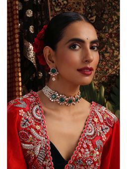 SWABHIMANN - Anaira Emerald Polki Choker Set