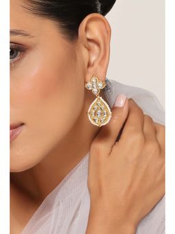SWABHIMANN - Jeah White Kundan Dangler Earrings