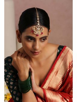 SWABHIMANN - Sitaara White Gold Plated Kundan Maang Tikka