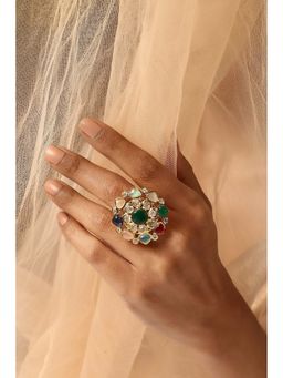 SWABHIMANN - Jheel Navrattan Kundan Ring