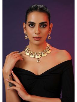 SWABHIMANN - Vriksham Red Gold Plated Temple Necklace Set