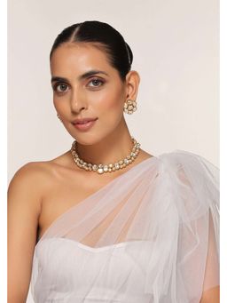 SWABHIMANN - Ganya White Kundan Necklace Set