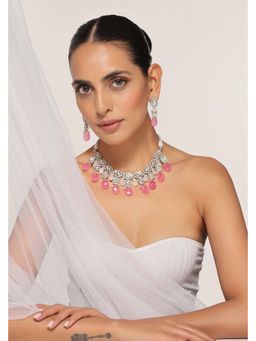 SWABHIMANN - Hailey Multicolour Silver Plated Victorian Polki Necklace Set