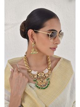 SWABHIMANN - Falguni Multicolour Temple Work Necklace Set