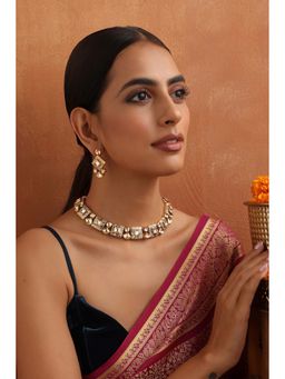 SWABHIMANN - Donna White Kundan Necklace Set