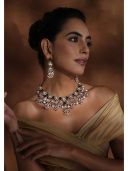 SWABHIMANN - Jenika Emerald Polki Necklace Set