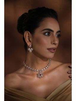 SWABHIMANN - Ashifa White Polki Necklace Set