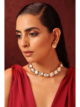 SWABHIMANN - Amala Gold Plated Kundan Choker Necklace Set