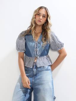 ONLY - Women Blue Cotton Top