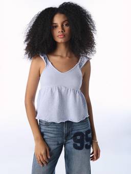 ONLY - Women Blue Cotton Blend Top