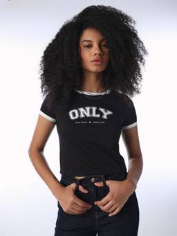 ONLY - Women Black Cotton T-Shirt