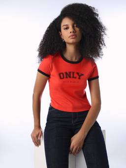 ONLY - Women Red Cotton T-Shirt