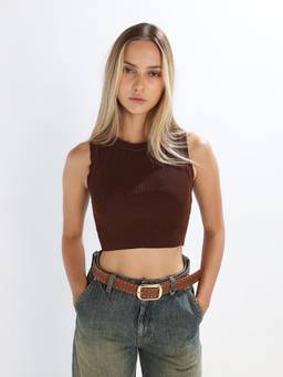 ONLY - Women Brown Viscose Blend Tank Top