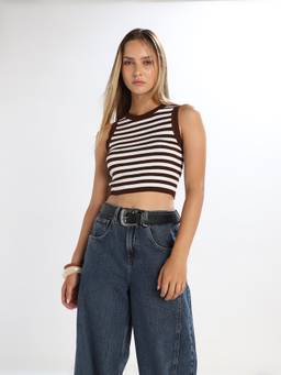 ONLY - Women Brown Viscose Blend Tank Top