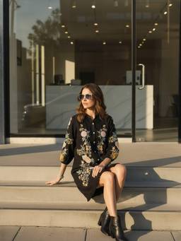 ZUMMER - Women Black Viscose Rayon Dress