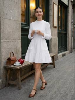 ZUMMER - Women White Cotton Dress