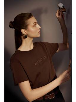 Van Heusen - Women Brown Cotton T-Shirt