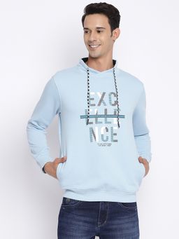 Cantabil - Round Neck Printed Blue Casual Sweatshirt