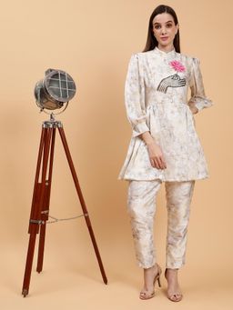 Pearls & Pastels - Honey White Embroidered Co-Ord (Set of 2)