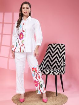 Pearls & Pastels - Swiss Affaire White Floral Print Co-Ord (Set of 2)