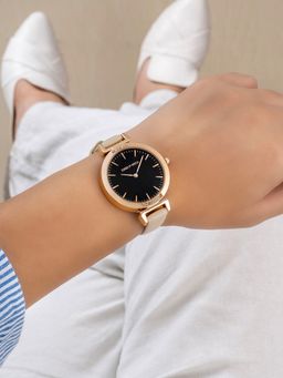 Joker and Witch - Joker & Witch Petite Black Beige Pu Strap Watch (M)