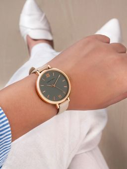 Joker and Witch - Joker & Witch Agnes Green Dial Beige Pu Strap Watch (M)