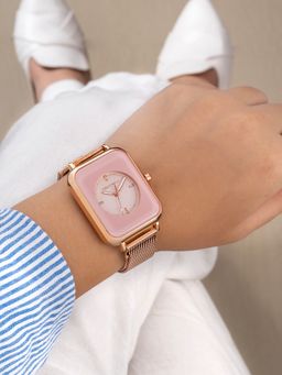 Joker and Witch - Joker & Witch Utopia Pink Dial Rose Gold Magnetic Strap Watch (M)