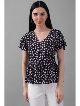Allen Solly - Women Black Polka Dots Casual Top