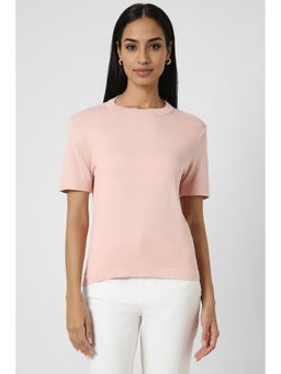 Van Heusen - Women Pink Solid Formal Crew Neck Top