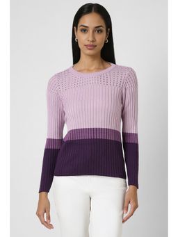 Van Heusen - Women Purple Print Casual Round Neck Top