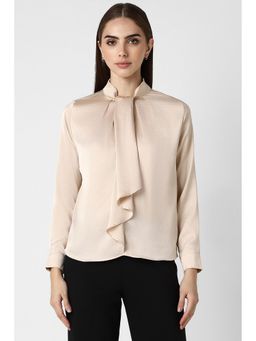 Van Heusen - Women Beige Textured Formal High Neck Top