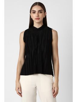 Van Heusen - Women Black Solid Casual High Neck Top