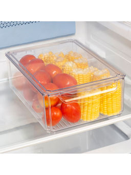 HomeTown - Robusto Plastic Rectangle Fridge Organizer 5.7 Ltr in Transparent Colour