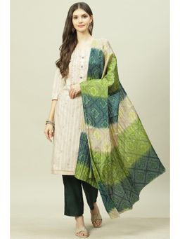 Biba - Beige Cotton Unstitched Suit (Set of 3)