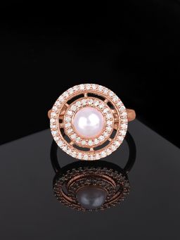 Estele - Rose Gold Plated CZ Circular Shaped Finger Ring for Women