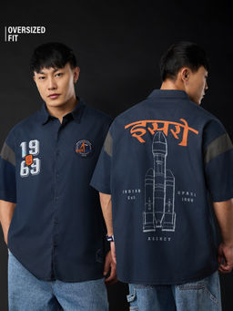 The Souled Store - Navy Blue Official Isro: 1969 Men Oversized Shirt